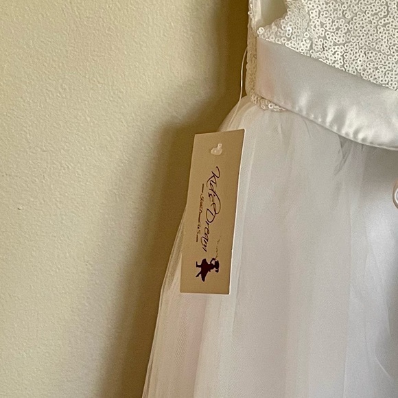 Baby Girl White Multi Color Sequin Petal Floating Flower Girl Dress - Picture 4 of 5